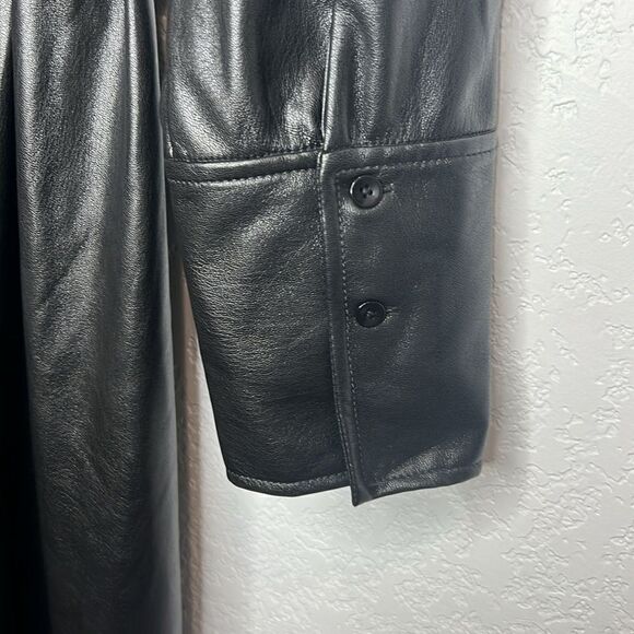 NWT Jonathan SIMKHAI Standard Hearst Faux Leather Midi Shirt Dress Black Size 8 - Picture 9 of 16